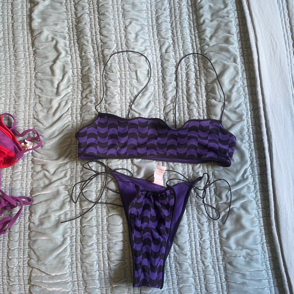 Purple Wave Pattern Bikini Set